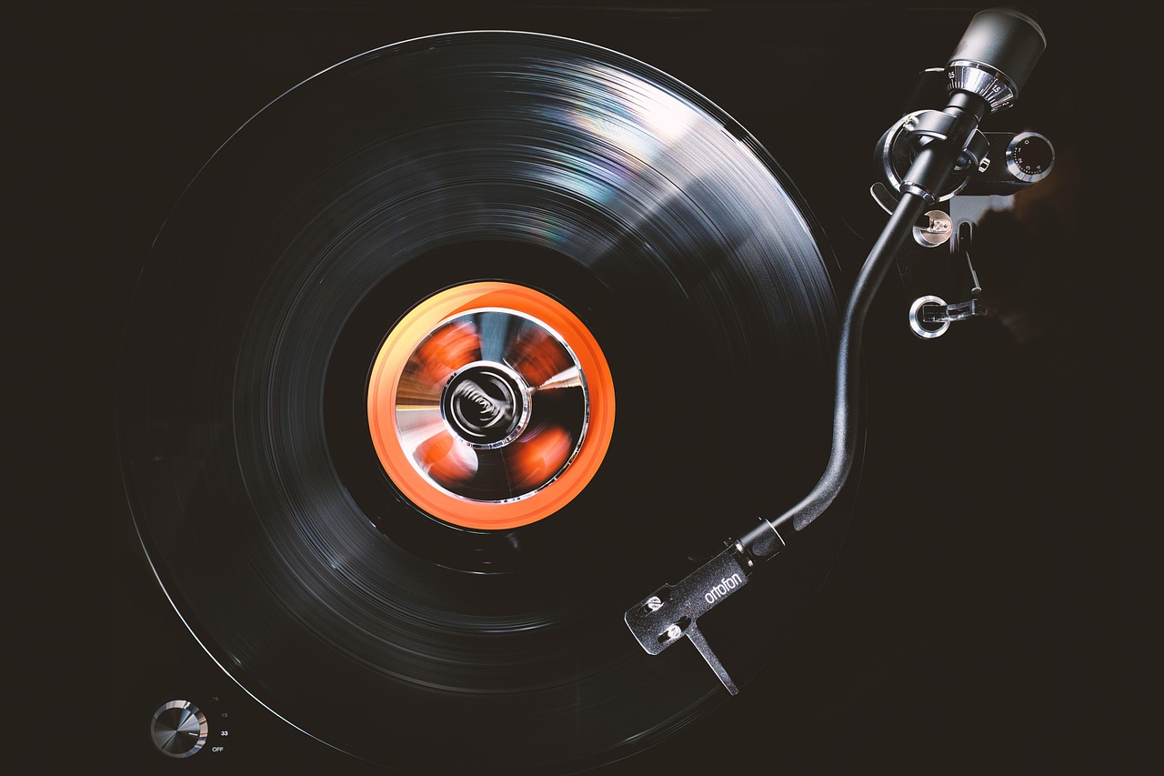 retro vinyl neon closeup