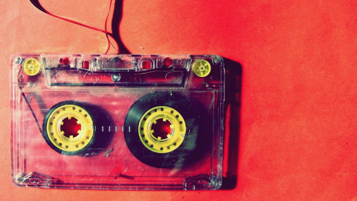 retro cassette tape neon